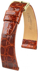 Kožený řemínek Hirsch Prestige M 02208170-1, hnědý, krokodýlí kůže, délka M, Quick Release