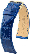 Kožený řemínek Hirsch Genuine Croco M 01808185-1, modrý, krokodýlí kůže, délka M, Quick Release