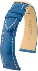 Kožený řemínek Hirsch Massai Ostrich M 04262184-1, modrý, pštrosí kůže, délka M, Quick Release