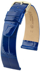 Kožený řemínek Hirsch Prestige L 02207082-1, modrý, aligátoří kůže, délka L, Quick Release