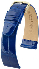 Kožený řemínek Hirsch Prestige M 02207182-1, modrý, aligátoří kůže, délka M, Quick Release