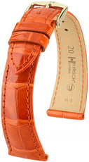Kožený řemínek Hirsch London L 04207077-1, oranžový, aligátoří kůže, délka L, Quick Release