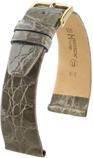 Kožený řemínek Hirsch Prestige M 02208130-1, šedý, krokodýlí kůže, délka M, Quick Release