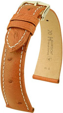 Kožený řemínek Hirsch Massai Ostrich L 04262071-1, hnědý, pštrosí kůže, délka L, Quick Release