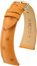 Kožený řemínek Hirsch Massai Ostrich M 04262175-1, hnědý, pštrosí kůže, délka M, Quick Release