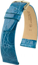 Kožený řemínek Hirsch Prestige M 02208183-1, modrý, krokodýlí kůže, délka M, Quick Release