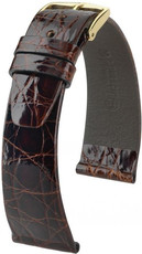 Kožený řemínek Hirsch Prestige M 02208110-1, hnědý, krokodýlí kůže, délka M, Quick Release