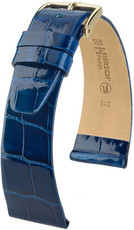 Tmavě modrý kožený řemínek Hirsch Prestige M 02207180-1 (Aligátoří kůže) Hirsch Selection