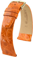 Kožený řemínek Hirsch Prestige M 02208176-1, oranžový, krokodýlí kůže, délka M, Quick Release