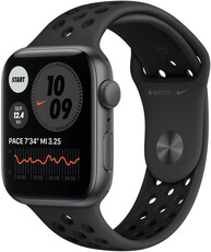 Apple Watch Nike SE GPS, 44mm, pouzdro z vesmírně šedého hliníku s antracitovým/černým sportovním řemínkem Nike