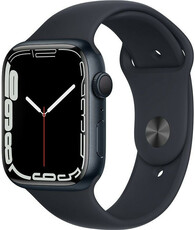 Apple Watch Series 7 GPS, 45mm, pouzdro z temně inkoustového hliníku s temně inkoustovým sportovním řemínkem