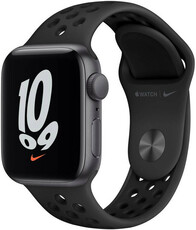Apple Watch Nike SE GPS, 44mm, pouzdro z vesmírně šedého hliníku s antracitovým / černým sportovním řemínkem