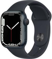 Apple Watch Series 7 GPS, 41mm, pouzdro z temně inkoustového hliníku s temně inkoustovým sportovním řemínkem