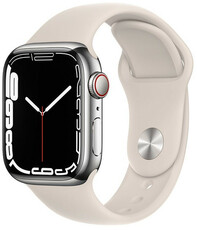 Apple Watch Series 7 GPS + Cellular, 41mm pouzdro ze stříbrné oceli s hvězdně bílým sportovním řemínkem