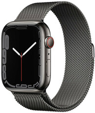 Apple Watch Series 7 GPS + Cellular, 45mm pouzdro z grafitově šedé oceli s grafitovým milánským tahem