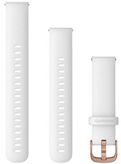 Řemínek Garmin Quick Release 18mm, silikonový, bílý, růžovozlatá spona (Venu 2S, Vívoactive 4S, Vívomove 3S)