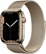 Apple Watch Series 7 GPS + Cellular, 45mm pouzdro ze zlaté oceli se zlatým milánským tahem