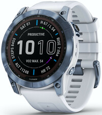 Garmin Fenix 7X PRO Sapphire Solar Blue DLC Titanium / White Band