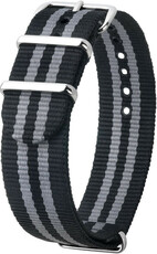 Černo-šedý textilní NATO řemínek Hirsch Rush L 40406030-2 (Nylon)