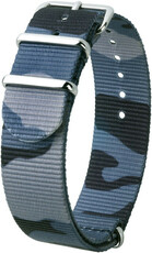 Modrý maskáčový textilní NATO řemínek Hirsch Rush L 40406038-2 (Nylon)