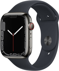 Apple Watch Series 7 GPS + Cellular, 45mm grafitová ocel s temně inkoustovým sportovním řemínkem
