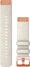 Řemínek Garmin QuickFit 20mm, nylonový, bílý, Rose gold přezka (Fenix 7S/6S/5S)