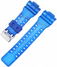 Řemínek pro Casio G-Shock, plastový, modrý, stříbrná přezka (pro modely GA-100, GA-110, GD-120, GLS-100)