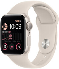 Apple Watch SE (2022) GPS, 40mm Pouzdro z hvězdně bílého hliníku, bílý sportovní řemínek