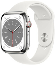 Apple Watch Series 8, GPS + Cellular, 41mm Pouzdro ze stříbrné nerezové oceli, sportovní řemínek