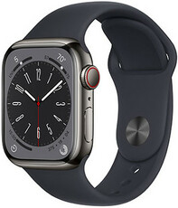 Apple Watch Series 8, GPS + Cellular, 41mm Pouzdro z grafitově šedé nerezové oceli, sportovní řemínek