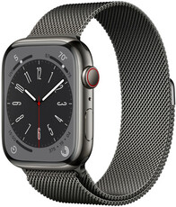 Apple Watch Series 8, GPS + Cellular, 45mm Pouzdro z grafitově šedé nerezové oceli, milánský tah