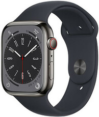 Apple Watch Series 8, GPS + Cellular, 45mm Pouzdro z grafitově šedé nerezové oceli, sportovní řemínek