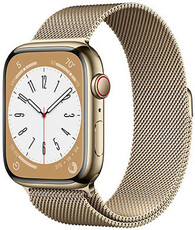Apple Watch Series 8, GPS + Cellular, 45mm Pouzdro ze zlaté nerezové oceli, milánský tah