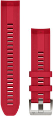 Řemínek Garmin Quickfit 22mm, silikonový, červený, stříbrná přezka (Fenix 7/6/5, Epix 2, MARQ 2 aj.)