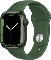 Apple Watch Series 7 GPS, 41mm, pouzdro ze zeleného hliníku s listově zeleným sportovním řemínkem (II. Jakost)