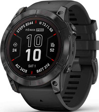 Garmin Fenix 7 PRO Sapphire Solar Gray DLC Titanium / Black Silicone Band