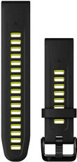 Řemínek Garmin QuickFit 20mm, silikonový, černý / zelený, černá spona (Fenix 7S/6S/5S)