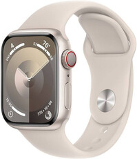 Apple Watch Series 9, GPS + Cellular, 45mm Pouzdro z hvezdně bílého hliníku, sportovní řemínek M/L