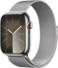 Apple Watch Series 9 GPS + Cellular 41mm Silver Stainless Steel Case with Silver Milanese Loop