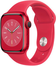 Apple Watch Series 8, GPS + Cellular, 45mm Pouzdro z hliníku, (PRODUCT)RED, silikonový řemínek