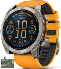 Garmin Fenix 8 AMOLED 51mm, Sapphire Titanium Graphite Spark Orange Band