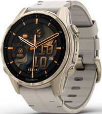Garmin Fenix 8 AMOLED 43mm, Sapphire Soft Gold Stainless Steel Fog Gray Limestone Leather Band (Premium) (+ náhradní řemínek)