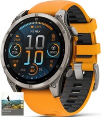 Garmin Fenix 8 AMOLED 47mm, Sapphire Titanium Graphite Spark Orange Band