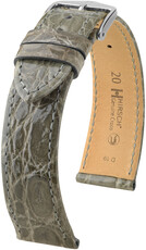Kožený řemínek Hirsch Genuine Croco L 18920830-2, šedý, krokodýlí kůže, délka L, Quick Release