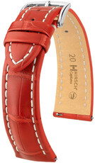 Kožený řemínek Hirsch Capitano L 04807029-2, červený, aligátoří kůže, délka L, Quick Release