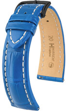 Kožený řemínek Hirsch Capitano L 04807085-5, modrý, aligátoří kůže, délka L, Quick Release