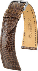 Kožený řemínek Hirsch London L 04366010-2, hnědý, ještěrčí kůže, délka L, Quick Release