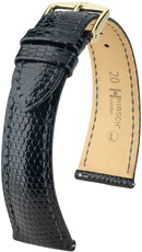 Kožený řemínek Hirsch London L 04366050-7, černý, ještěrčí kůže, délka L, Quick Release