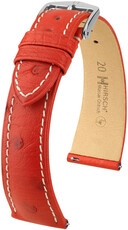 Kožený řemínek Hirsch Massai Ostrich L 04362021-2, červený, pštrosí kůže, délka L, Quick Release
