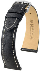 Kožený řemínek Hirsch Massai Ostrich L 04362051-2, černý, pštrosí kůže, délka L, Quick Release